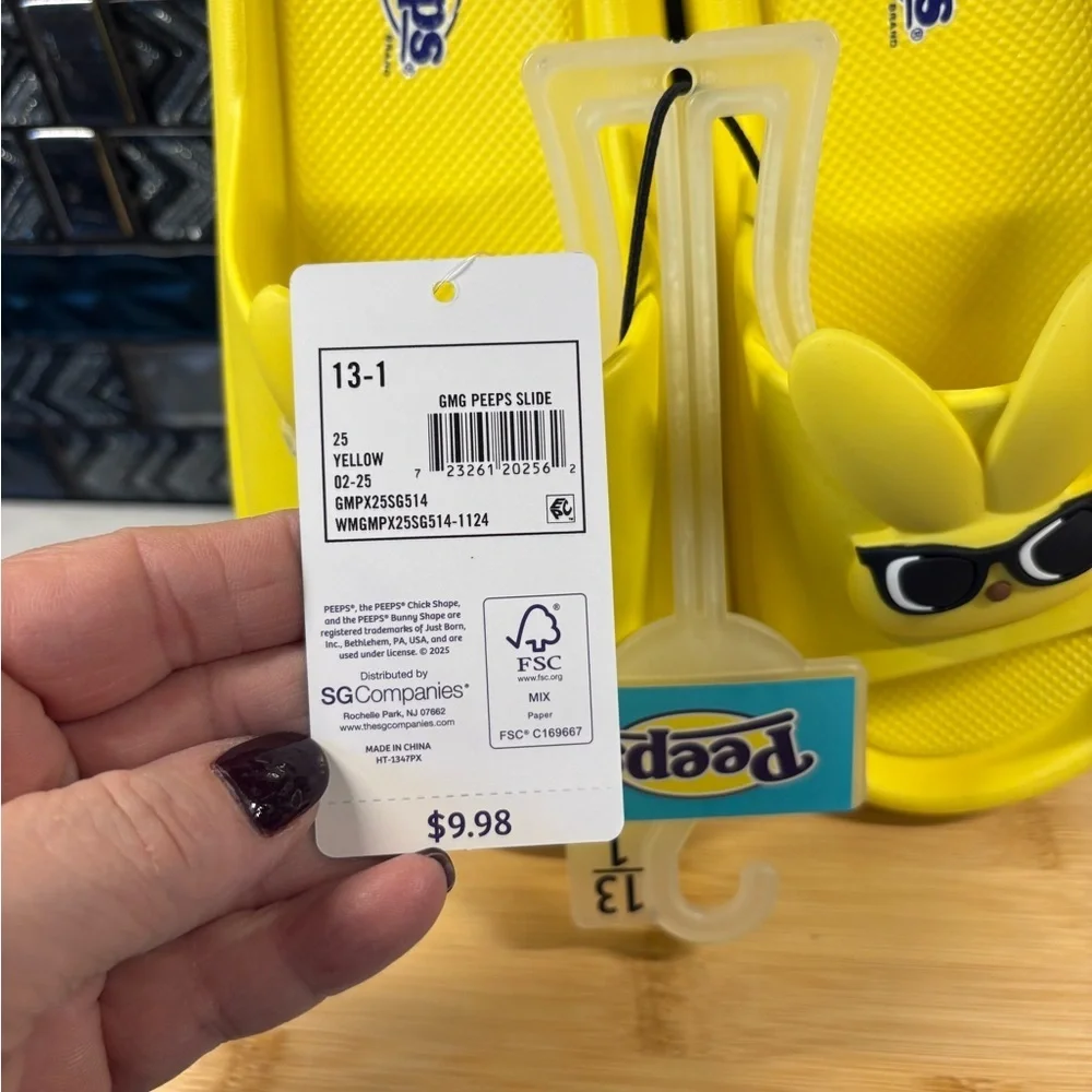 Peeps Kids Yellow Bunny Slide Sandals